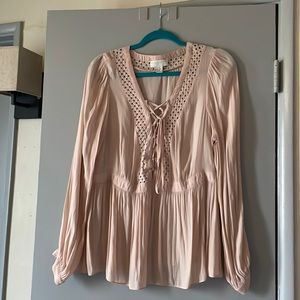 Forever 21 Plus Sizes Light Pink Long Sleeve Top
